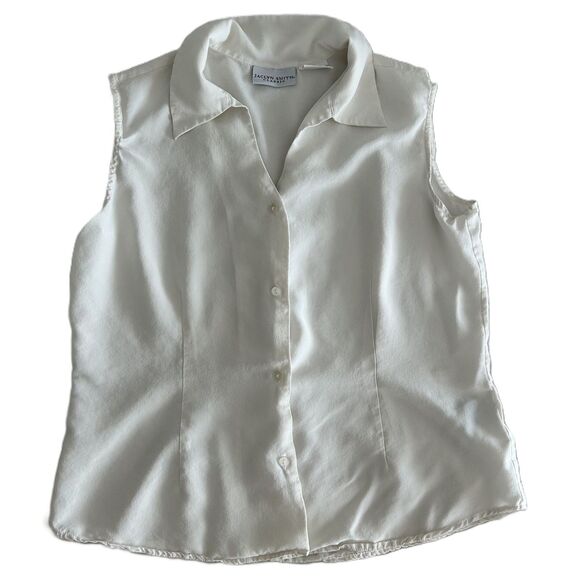 Jaclyn Smith Tops - Jaclyn Smith Classic White Silk Sleeveless Blouse – Women’s M